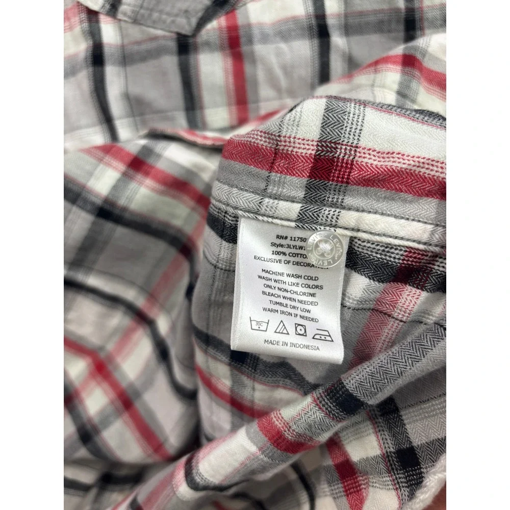 Levi Western Shirt Mens XXL Multicolor Plaid Modern Fit Long Sleeve Pearl Snap